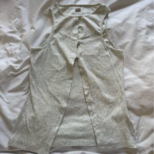 Gray Sleeveless Button-Up Top
